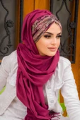 Vişne Batik Desenli Hazır Şal thumbnail 1