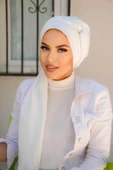 KırıkBeyaz Toka Detaylı Atkılı Bone - 2