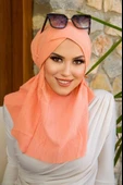 Somon Bürümcük Çapraz Bantlı Medium Size Hijab - Hazır Şal thumbnail 3