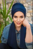 Koyu Lacivert Atkılı Tesettür Bone thumbnail 3