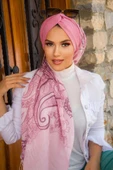 Pudra Desenli Dijital Baskı Hazır Şal - 50610 thumbnail 2