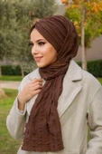 Kahve Kelebek Model Büzgülü Bone Şal thumbnail 4