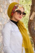 Hardal Etnik Desen Büzgülü Hazır Şal - 2