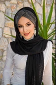 Siyah Gümüş Burgu Hazır Şal - 2