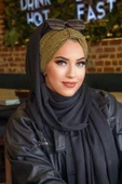 Siyah Hardal Kışlık Hazır Şal - 2