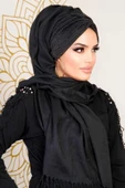 Siyah Simli Büzgülü Hazır Şal thumbnail 1