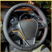 Ford Couier Araca Özel Direksiyon Kılıfı NOKTA DÜZ KIRMIZI İP thumbnail 3