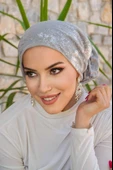 Gümüş Varaklı Çağla Hazır Türban thumbnail 2