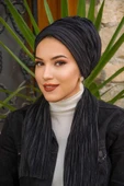 Siyah Piliseli Atkılı Bone - 2