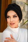 Siyah Fitilli Burgu Detaylı Bone - 3