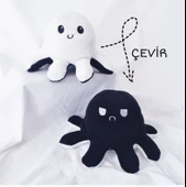 Ahtapot Yastık Çevirdikçe Trip Değiştiren Eğlenceli Yastık Siyah - Beyaz thumbnail 4