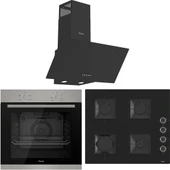 Ferre XE61MDV - SS205 - D086 4 Prog. Mekanik Statik XL 78 Litre Ankastre Set - İnox/Siyah - 4