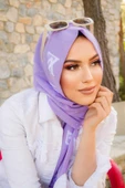 Lila Desenli Pratik  Şal thumbnail 2