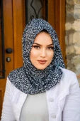 Siyah beyaz Desen Double Şal thumbnail 2