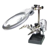 Ayarlanabilir Başlıklı Elektronikçi Yardım Lehim Standı Ile Ledli Büyüteç thumbnail 1