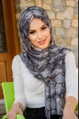 Siyah Bej Yılan Derisi Desen Hazır Şal thumbnail 3