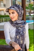 Siyah Yılan Derisi Desen Kepli Bandana Şapka Şal - 3