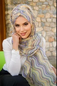 Soft Renkler Geometrik Desen Hazır Şal - 1