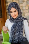 Siyah Gri Zebra Desen Hazır Şal thumbnail 2