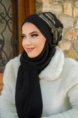 Siyah Zigzag Garnili Tesettür Bere thumbnail 2