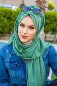 Yeşil Büzgülü Hazır Şal - 1