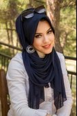 Lacivert  Şapkalı Şal - 3