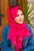 Fuşya Dantelli Şapka Şal thumbnail 3