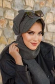 Haki Kaşe Tesettür Şapka - 3