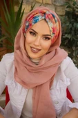 Pudra Gül Desen Burgu Hazır  Şal thumbnail 3