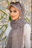 Kahve Helezon Desen Kepli Bandana Şapka Şal thumbnail 3