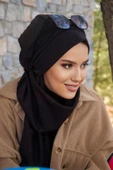 Bordo Siyah Garnili Tesettür Bere thumbnail 3