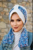 Kırık Beyaz Çiçekli Şapka Bone - 1