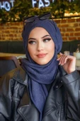 Lacivert Karyağdı Atkılı Tesettür Bere thumbnail 1