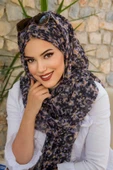 Siyah Batik Desen Piliseli Hazır Şal - 2
