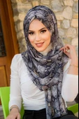 Siyah Bej Yılan Derisi Desen Hazır Şal thumbnail 2