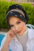 Siyah Vizon Bantlı Şapka Bone - 1