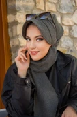 Haki Kaşe Tesettür Şapka - 1