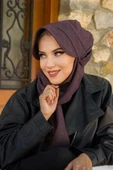 Bordo Kırçıl Desen Tesettür Şapka - 2