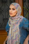 Soft Renkler Helezon Desenli Bone Hazır Şal - 2
