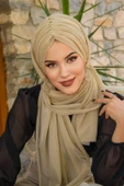 Bej Işıltılı Büzgülü Hazır Şal - 1