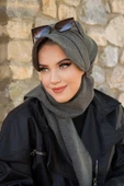 Haki Kaşe Tesettür Şapka - 4