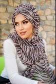 Kahve Zebra Desen Hazır Şal thumbnail 2