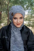 Lacivert Melanj Armalı Tesettür Bere thumbnail 3