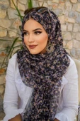 Siyah Batik Desen Piliseli Hazır Şal - 3