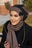 Vizon Siyah Fiyonklu Kapitone Tesettür Bere thumbnail 1