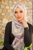 Mürdüm Ekru Desen Hazır Şal - 2