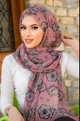 Koyu Pudra Retro Desen Hazır Şal thumbnail 2
