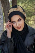 Siyah Kaşe Garnili Tesettür Bere - 2