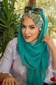 Mint Hardal Desenli Burgu Hazır Şal - 3