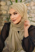 Bej Işıltılı Büzgülü Hazır Şal - 2